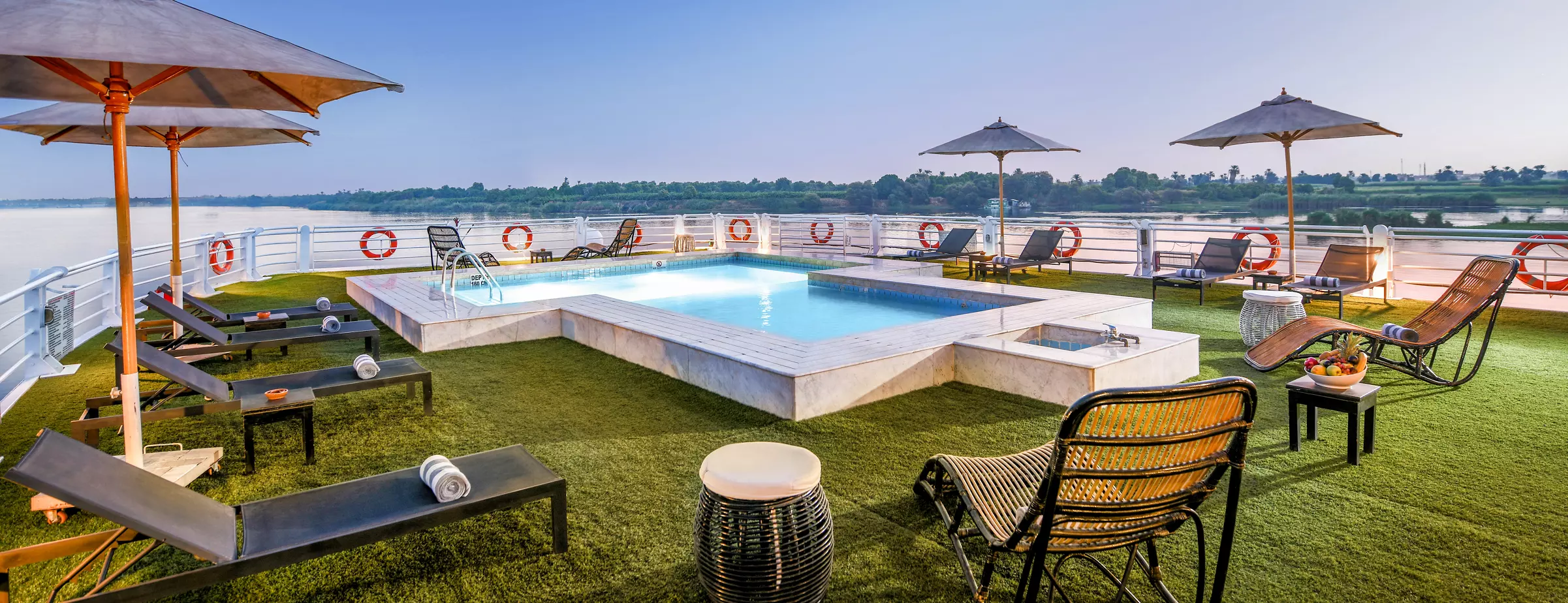 Sun deck of the Mövenpick MS Sun Ray Nile cruise